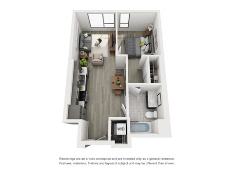 a floor plan of a 1 bedroom apartment